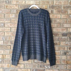 Diesel Black Gold Men’s Houndstooth Sweater Side Zipper Size XXL Blue Gray